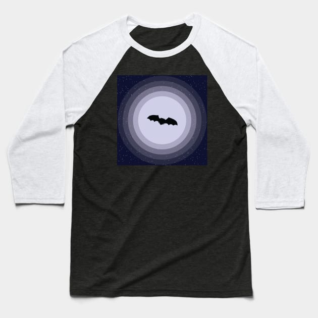 Bat Silhouette on Full Moon Baseball T-Shirt by MHich